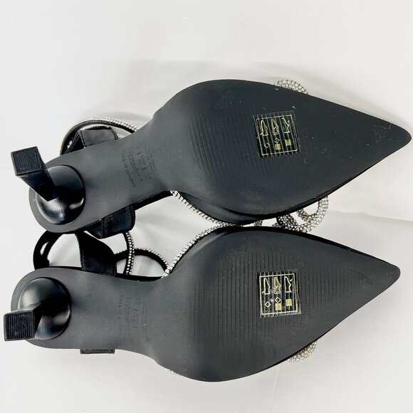 Sz 7.5 NWT Call It Spring Galaa Black Rhinestone Bow High Heels Women - Picture 11 of 14